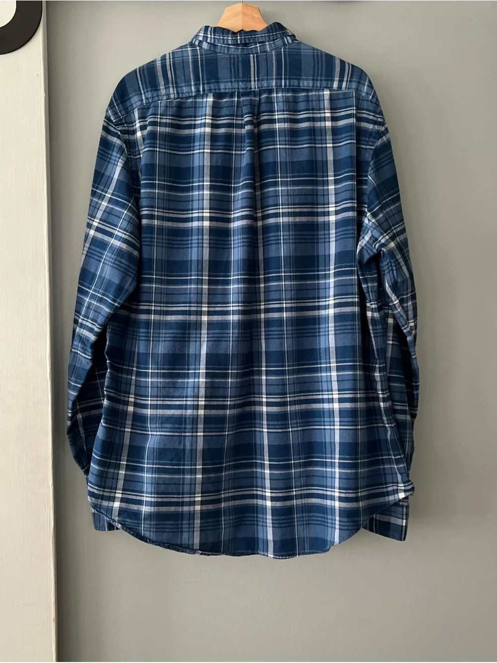Polo Ralph Lauren Oxford Indigo Blue Plaid LS Button Down Shirt Men 2XL Slim Fit